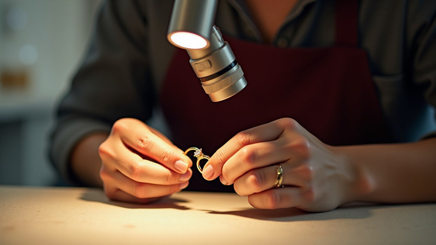 A goldsmith working at the jeweller’s bench