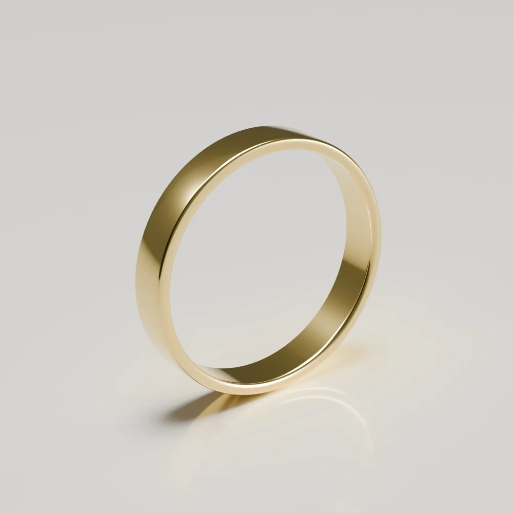 4mm 9ct Yellow Gold Flat Band Wedding Ring - Polished