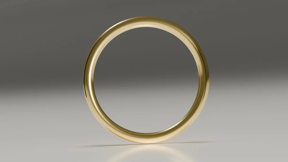 2mm 9ct yellow gold polished classic court wedding ring - profile view