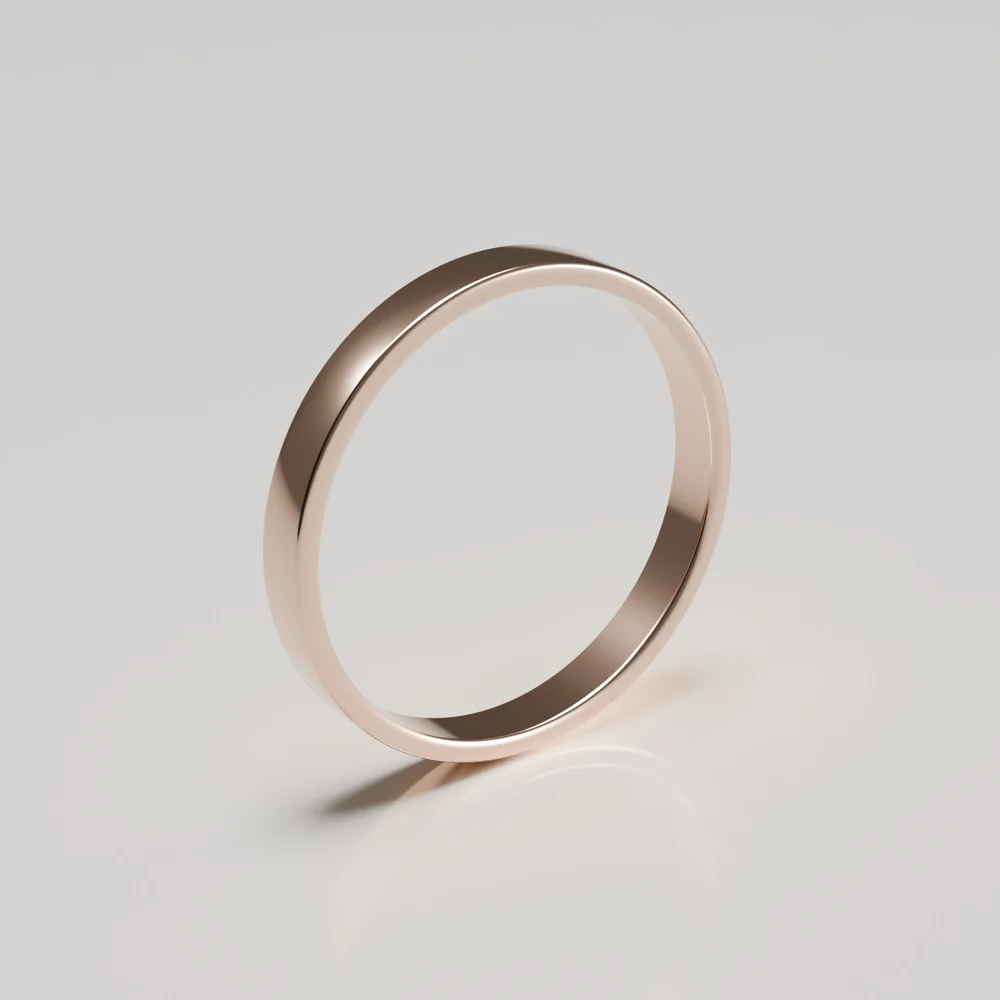 3mm 9ct Rose Gold Flat Band Wedding Ring - Polished