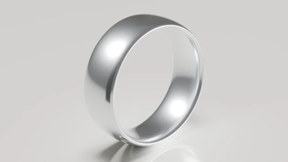 8mm 18ct White Gold Classic Court Wedding Ring - Brushed