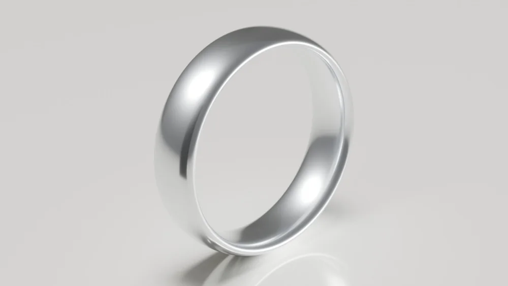 6mm 9ct White Gold Classic Court Wedding Ring - Brushed