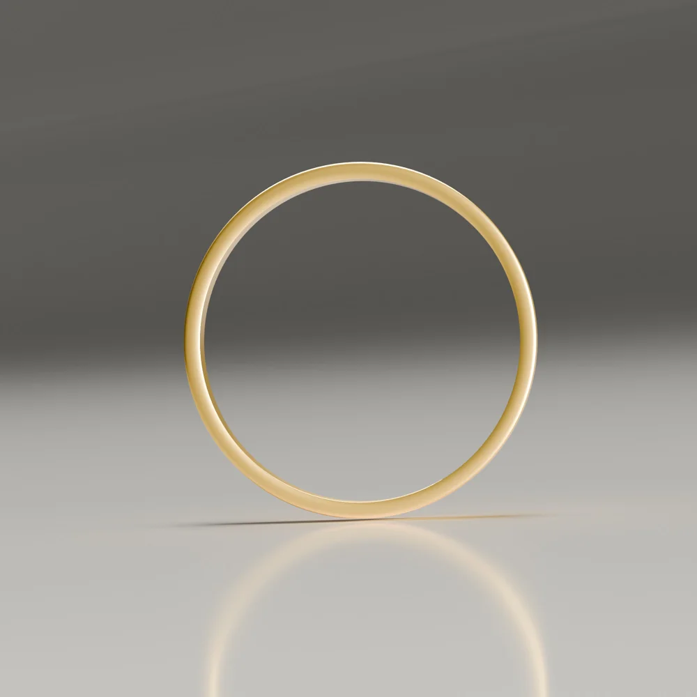 2mm 18ct yellow gold brushed flat band wedding ring profile