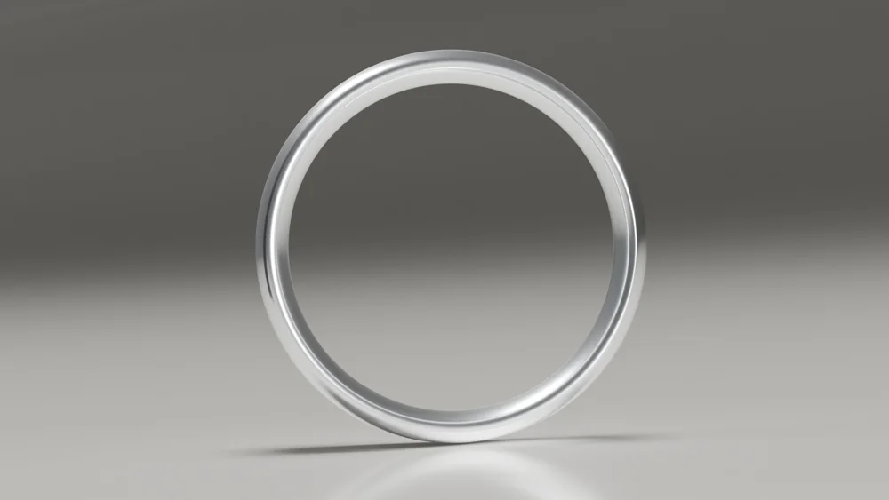6mm 9ct white gold brushed classic court wedding ring - profile view
