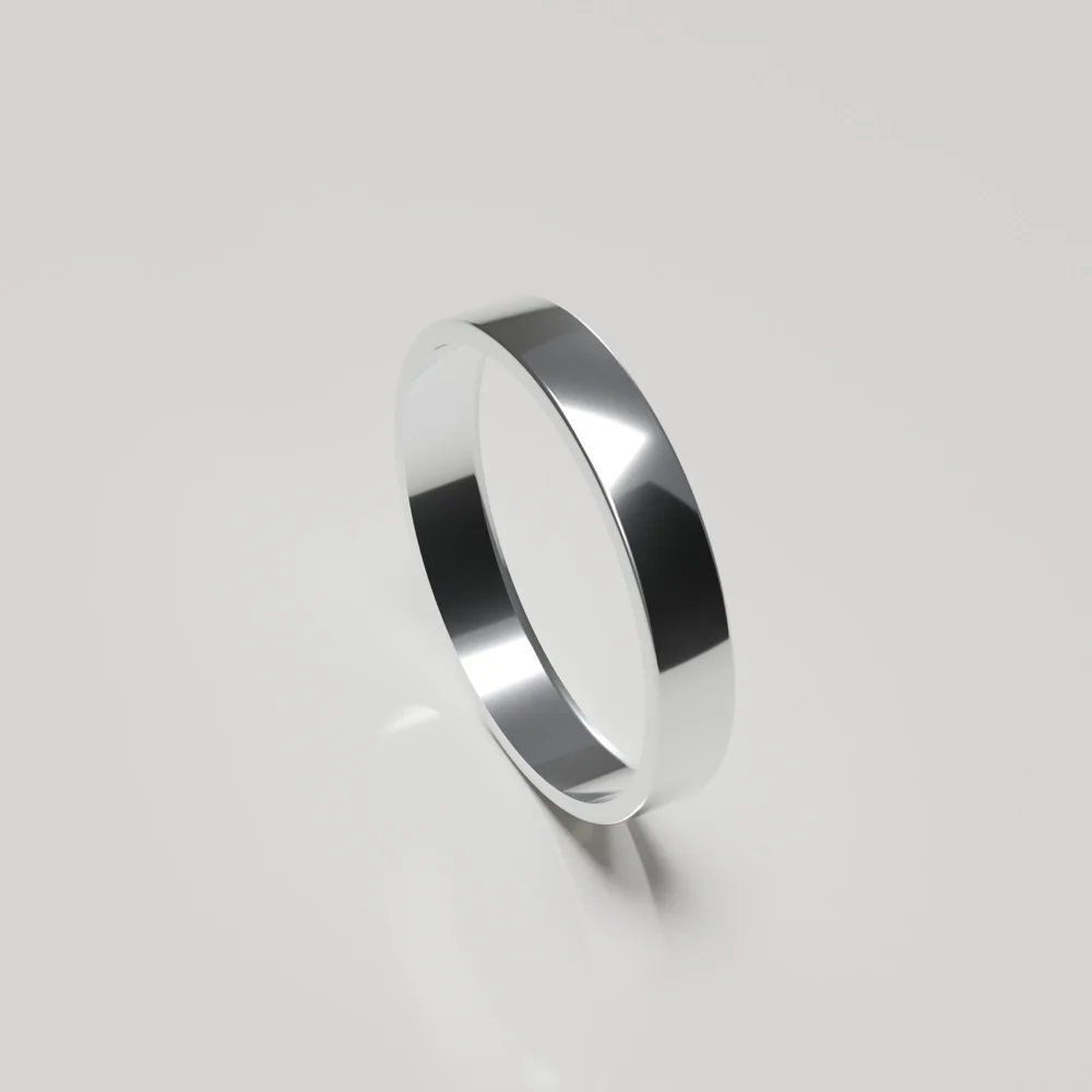 4mm 9ct white gold polished flat band wedding ring inside