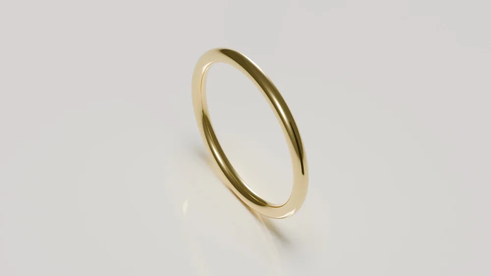 2mm 9ct yellow gold polished classic court wedding ring - inside view
