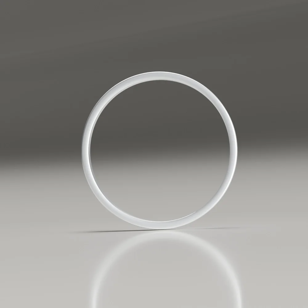 2mm 18ct white gold brushed flat band wedding ring profile