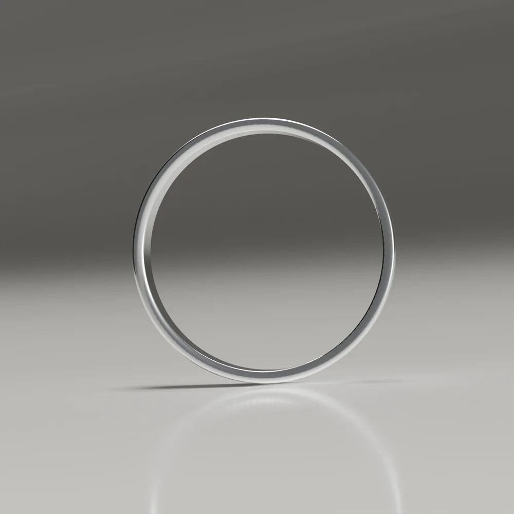 4mm 9ct white gold polished flat band wedding ring profile