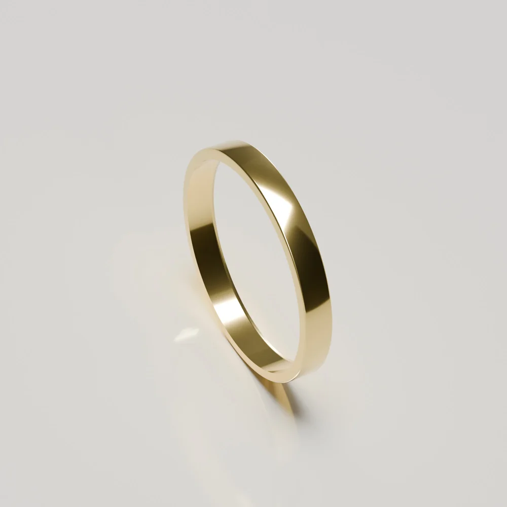 3mm 9ct yellow gold polished flat band wedding ring inside