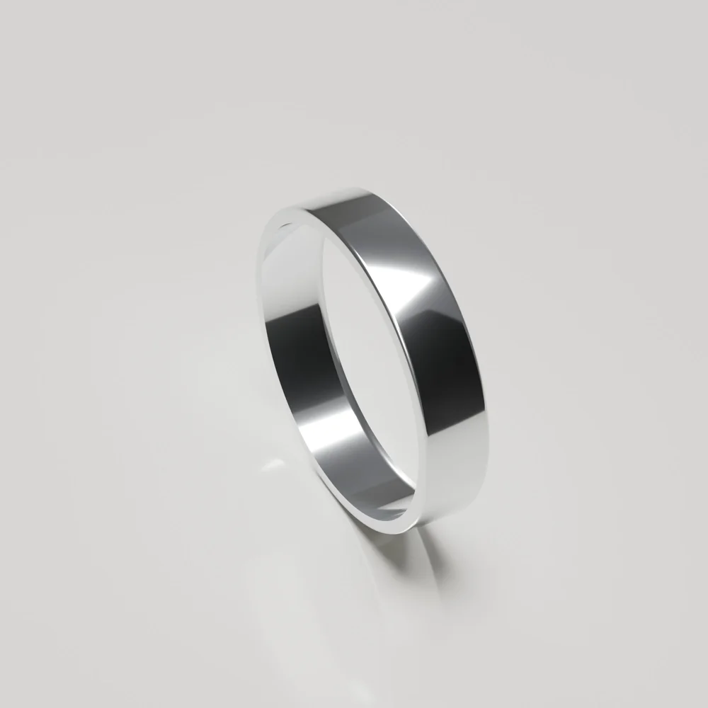 5mm 9ct white gold polished flat band wedding ring inside