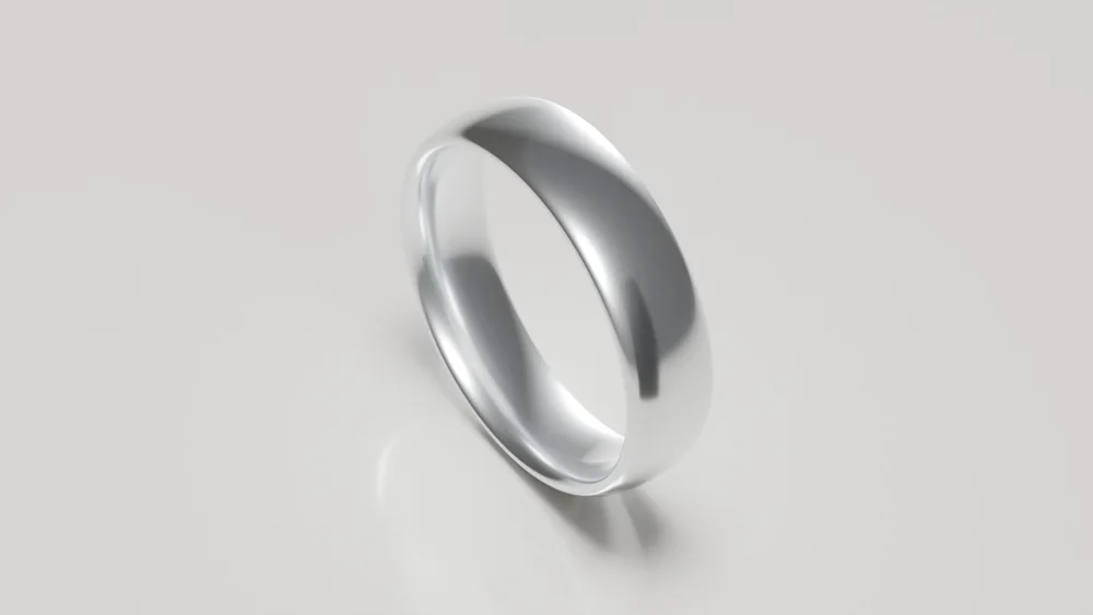 6mm 9ct white gold brushed classic court wedding ring - inside view