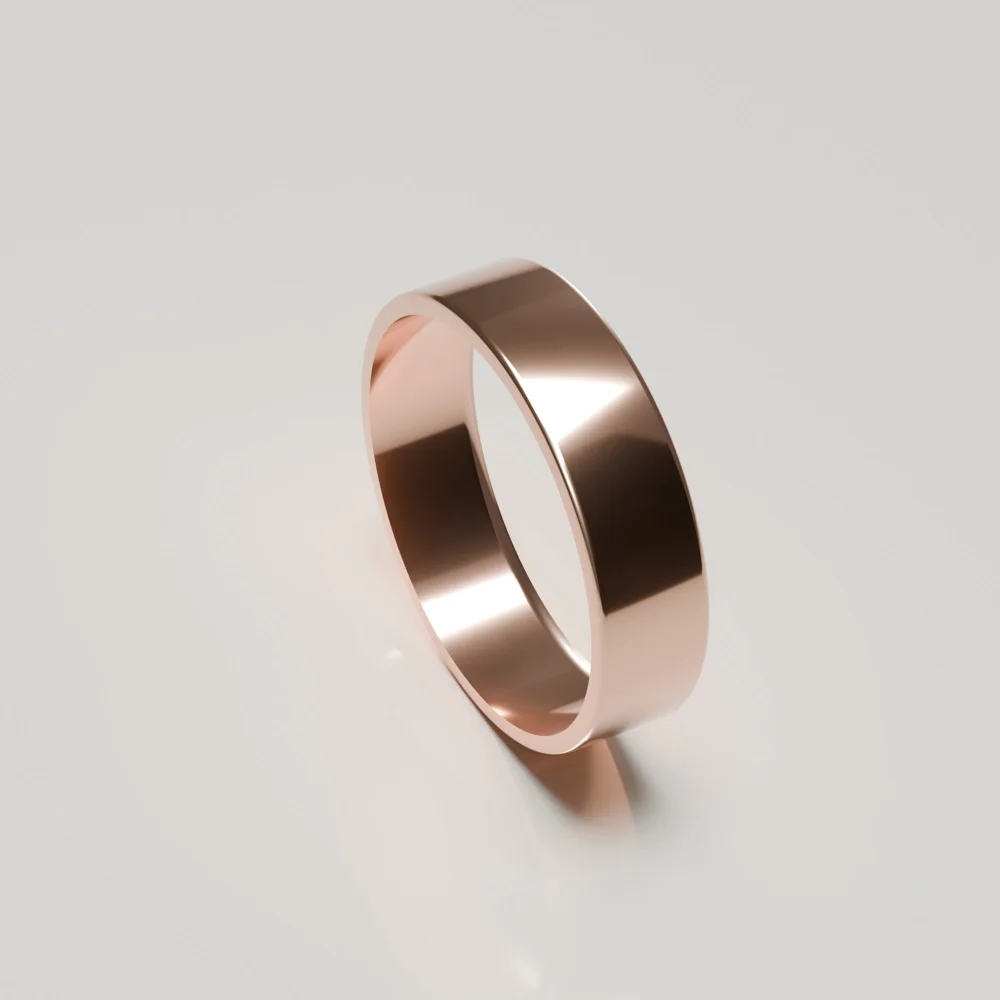 6mm 18ct rose gold polished flat band wedding ring inside