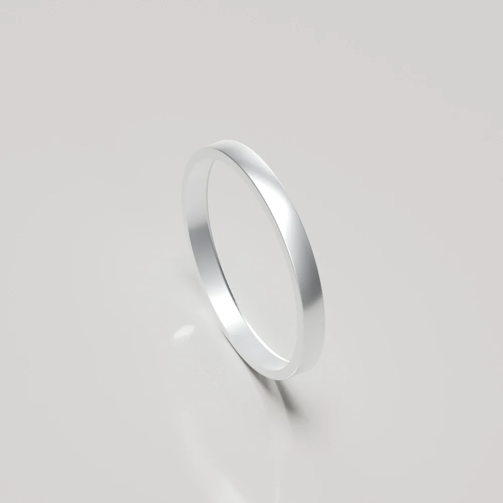 2.5mm 18ct white gold brushed flat band wedding ring inside