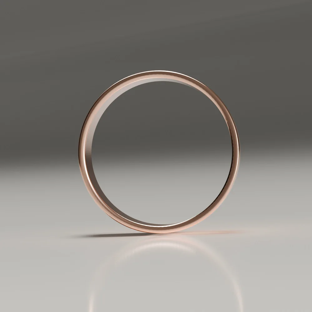 6mm 18ct rose gold polished flat band wedding ring profile