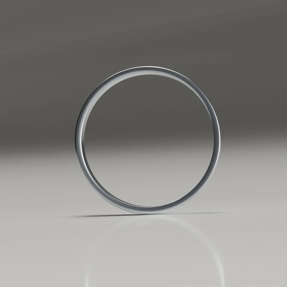 3mm titanium polished flat band wedding ring profile
