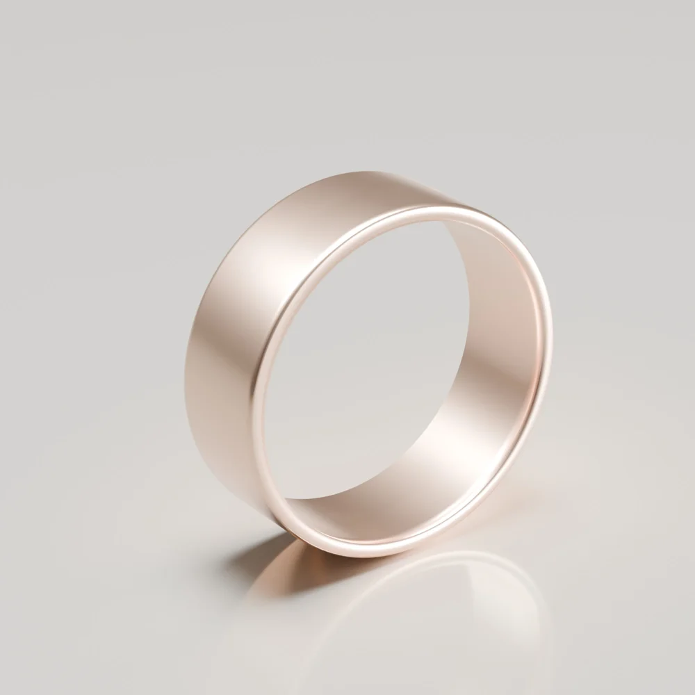 8mm 9ct Rose Gold Flat Band Wedding Ring - Brushed