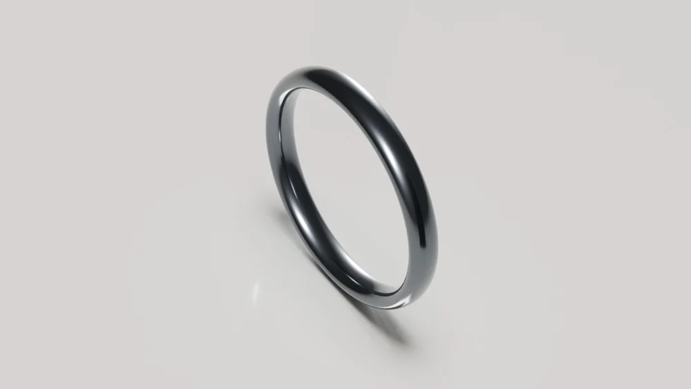3mm tantalum polished classic court wedding ring - inside view