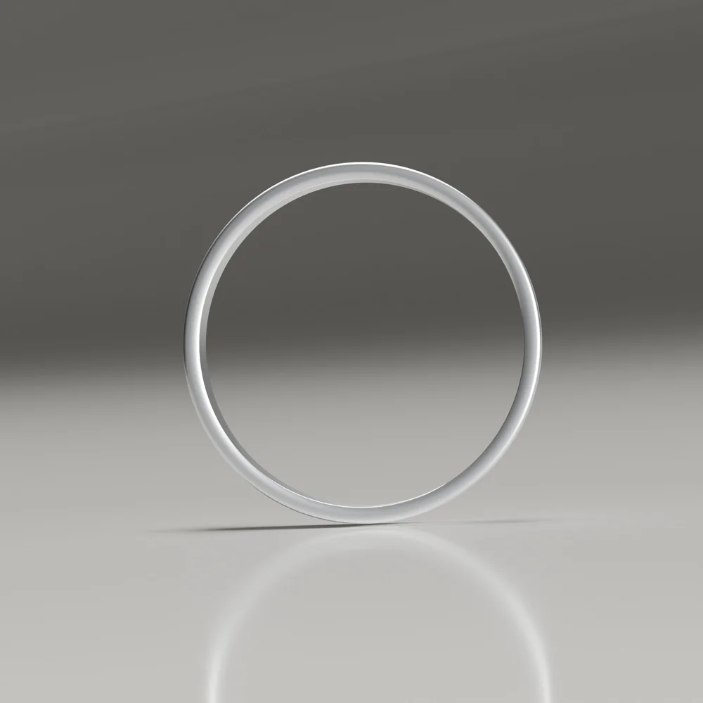 3mm platinum brushed flat band wedding ring profile