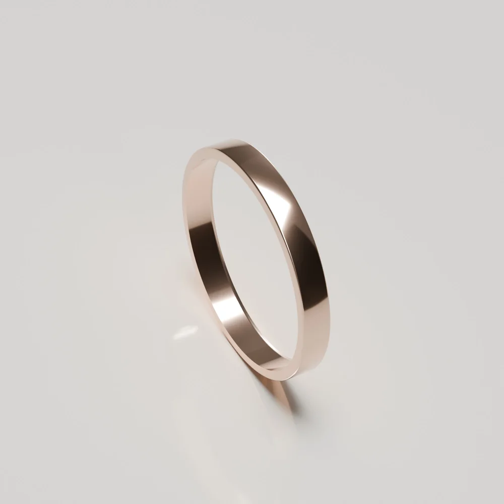3mm 9ct rose gold polished flat band wedding ring inside