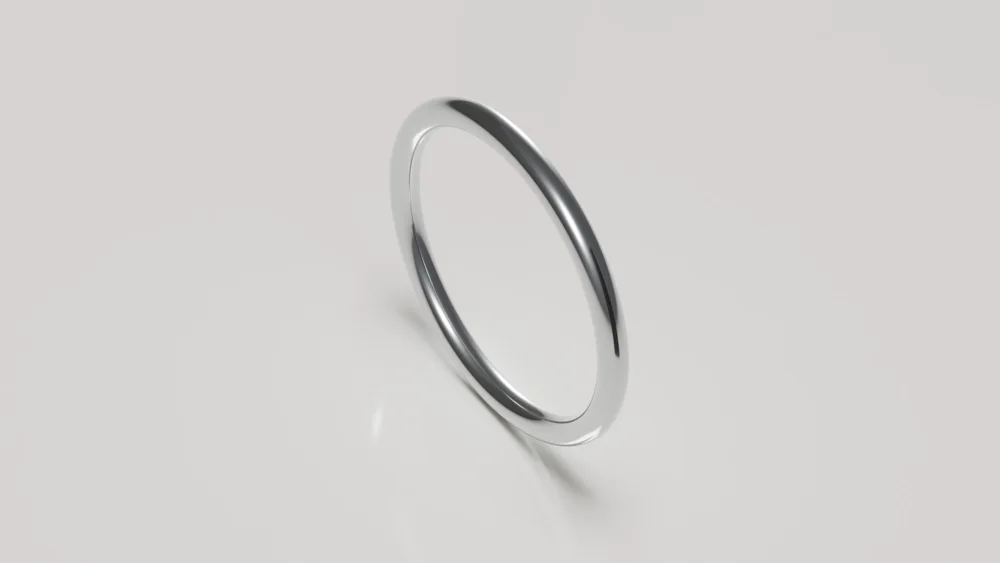 2mm platinum polished classic court wedding ring - inside view