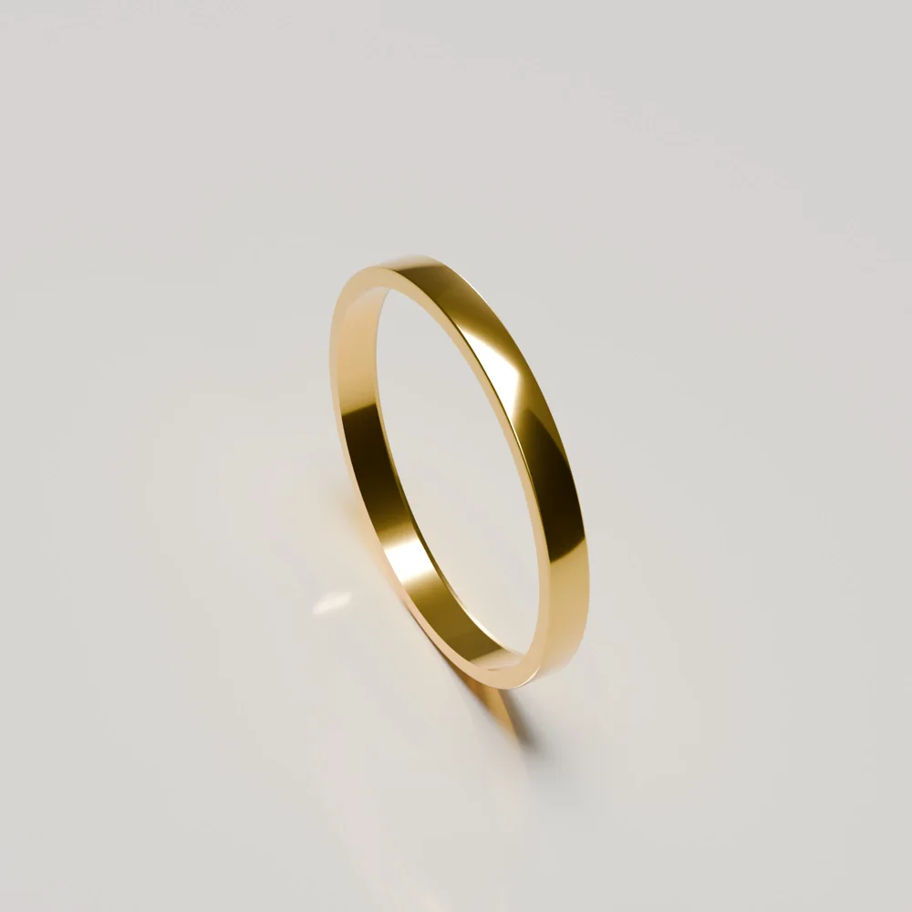 2.5mm 18ct yellow gold polished flat band wedding ring inside