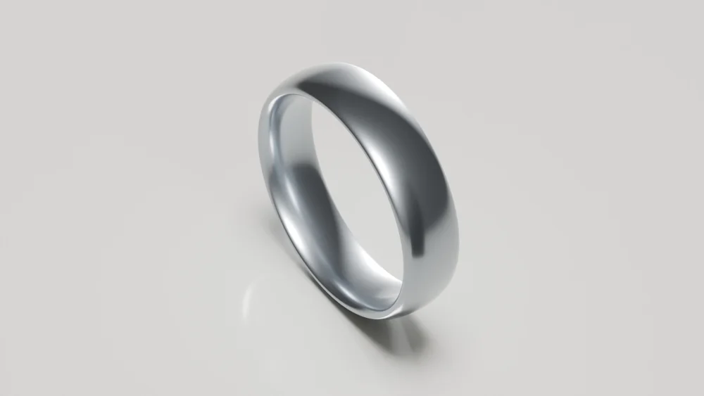 6mm titanium brushed classic court wedding ring - inside view
