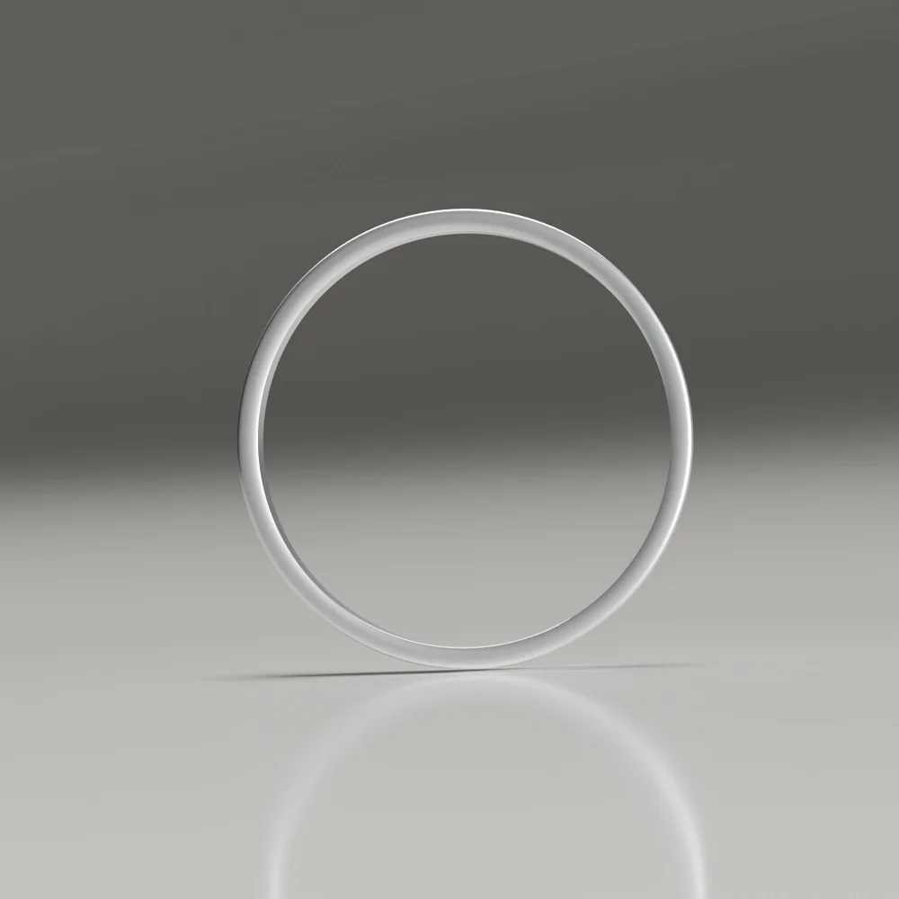 2mm platinum brushed flat band wedding ring profile