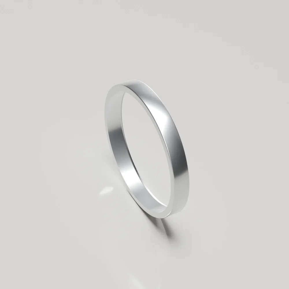 3mm platinum brushed flat band wedding ring inside