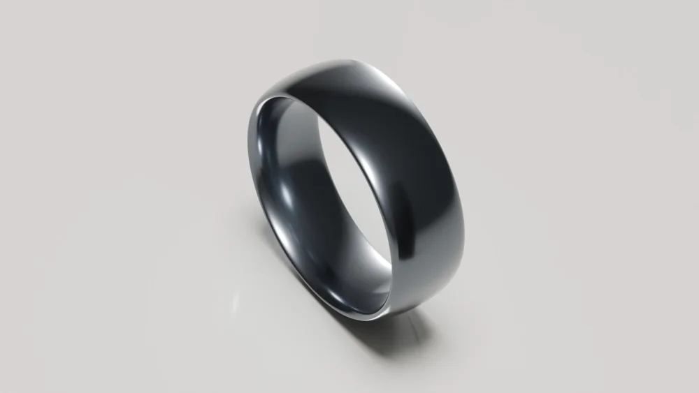 8mm tantalum brushed classic court wedding ring - inside view