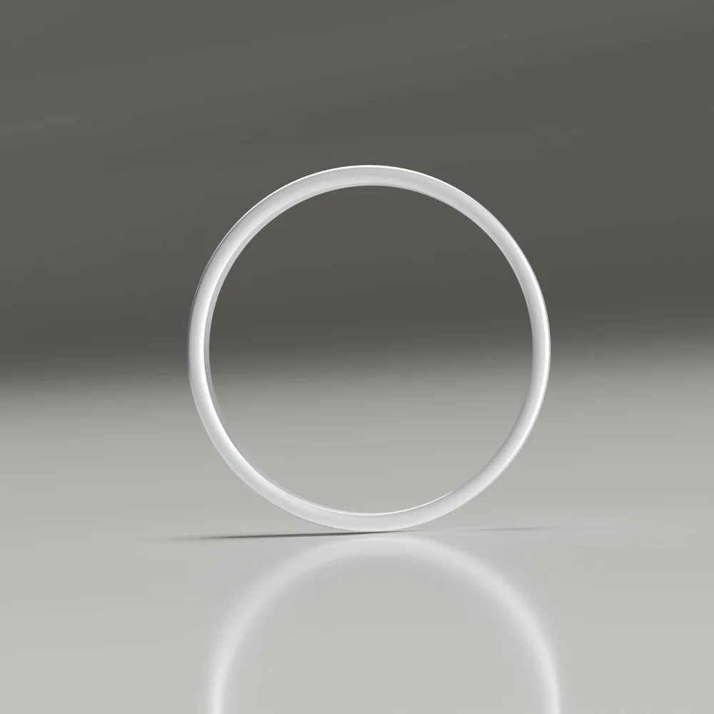 2.5mm 18ct white gold brushed flat band wedding ring profile