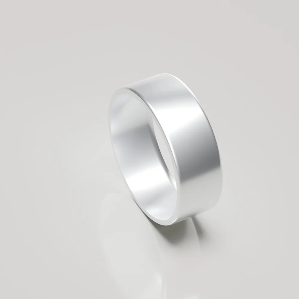 8mm 9ct white gold brushed flat band wedding ring inside