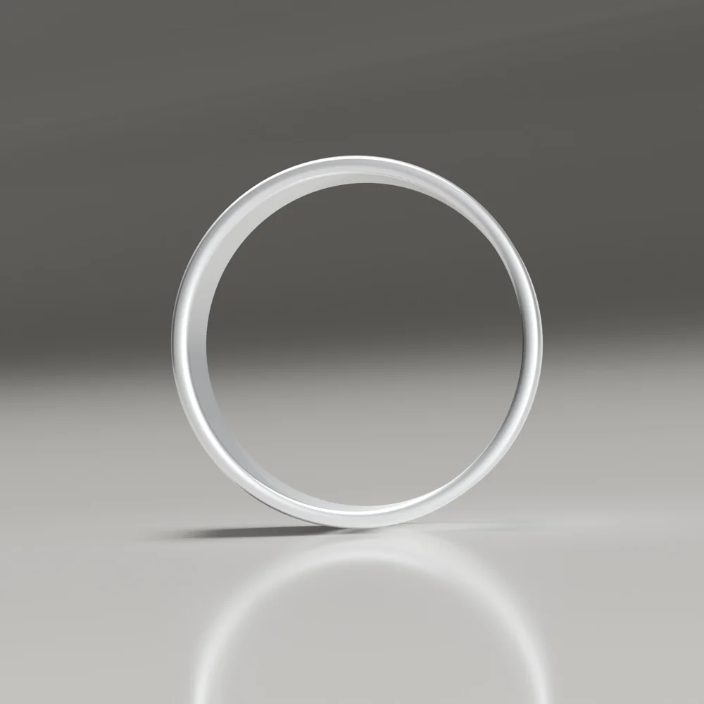 8mm 9ct white gold brushed flat band wedding ring profile