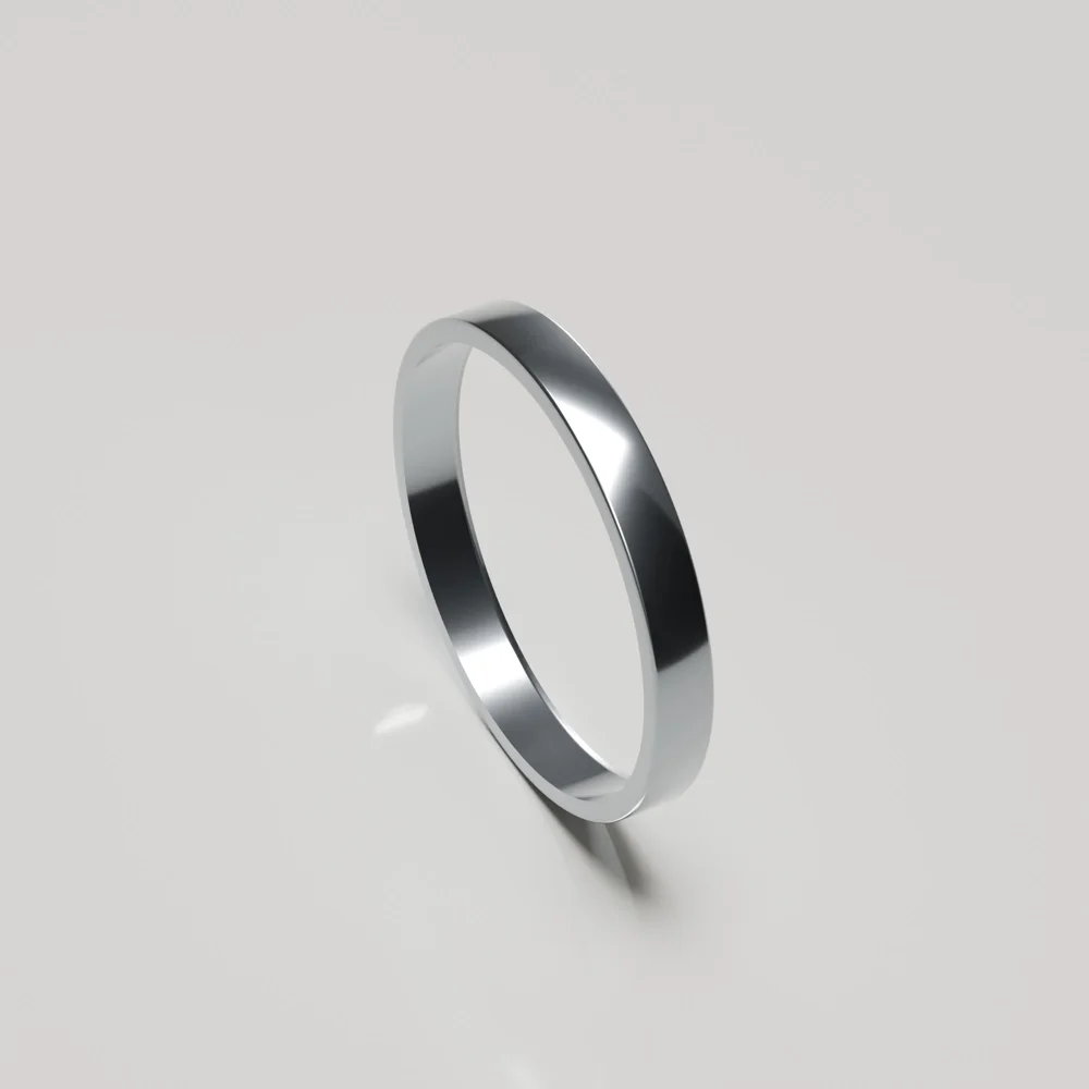 3mm titanium polished flat band wedding ring inside