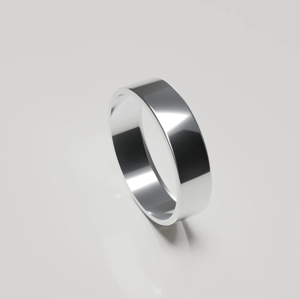6mm 18ct white gold polished flat band wedding ring inside