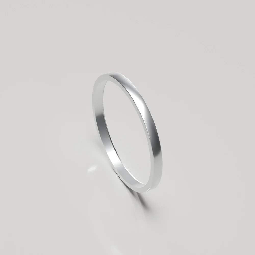 2mm platinum brushed flat band wedding ring inside
