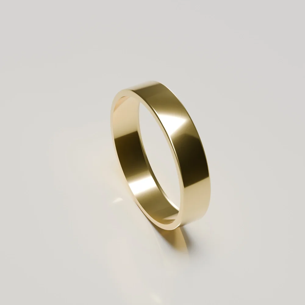 5mm 9ct yellow gold polished flat band wedding ring inside