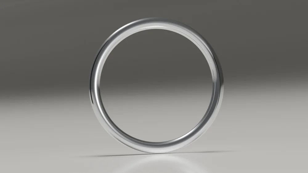 2.5mm platinum polished classic court wedding ring - profile view