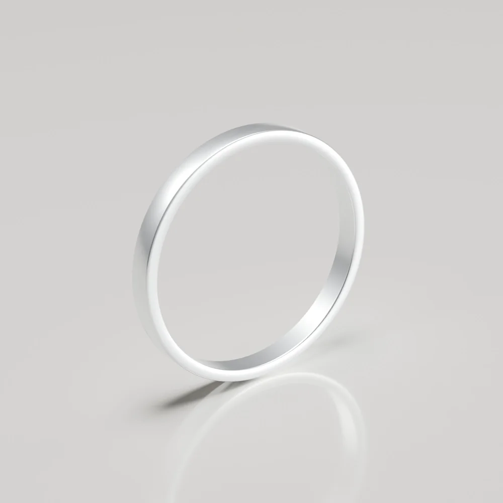 2.5mm 18ct White Gold Flat Band Wedding Ring - Brushed