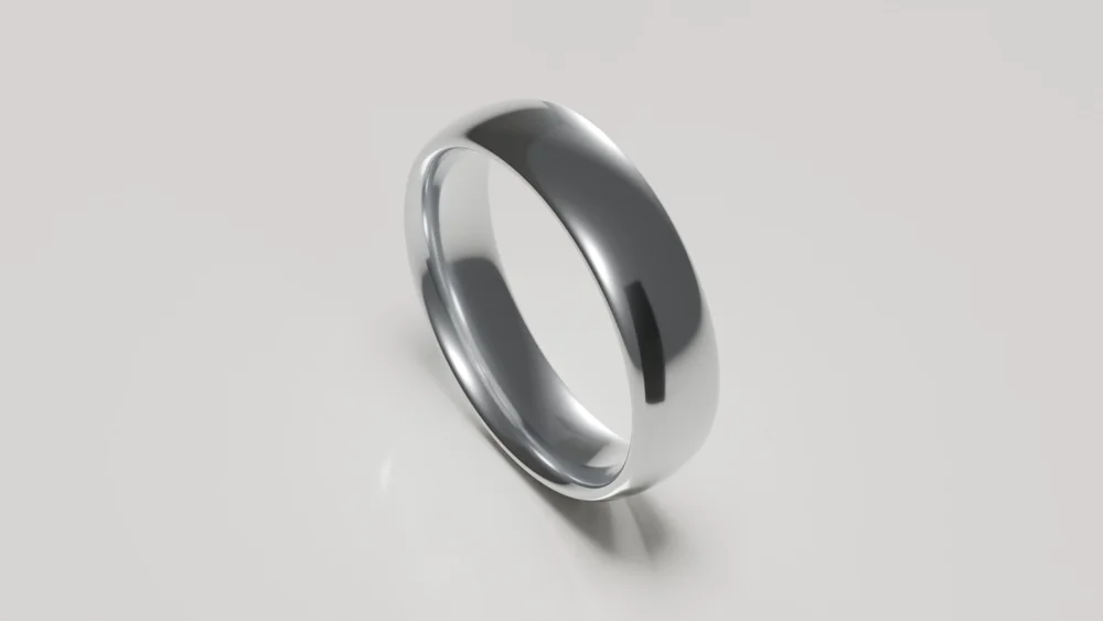 6mm platinum polished classic court wedding ring - inside view