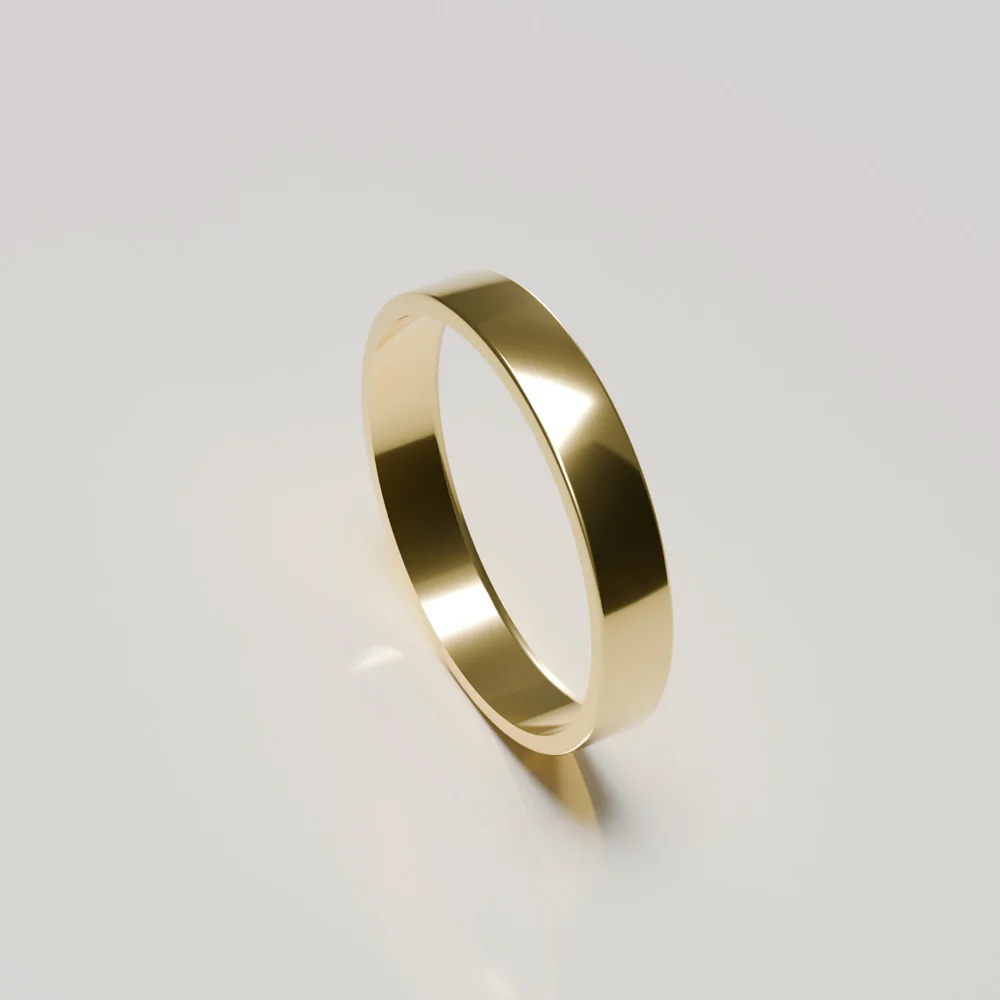 4mm 9ct yellow gold polished flat band wedding ring inside