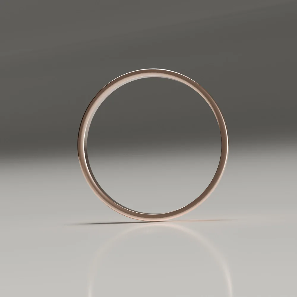 3mm 9ct rose gold polished flat band wedding ring profile