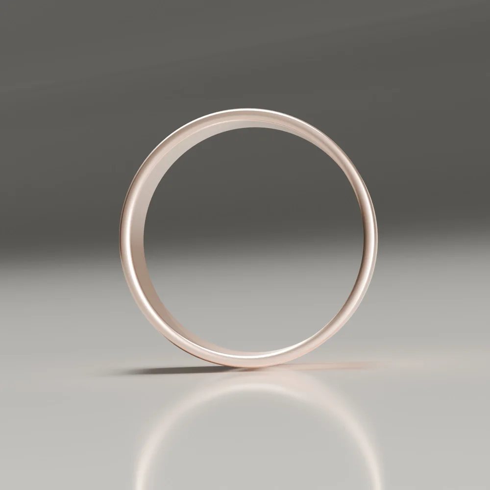 8mm 9ct rose gold brushed flat band wedding ring profile
