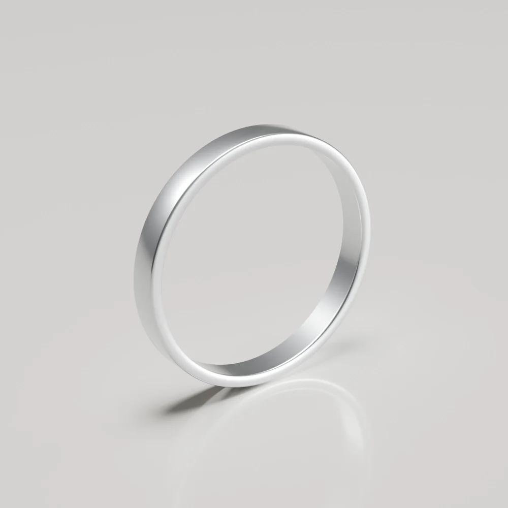 3mm Platinum Flat Band Wedding Ring - Brushed