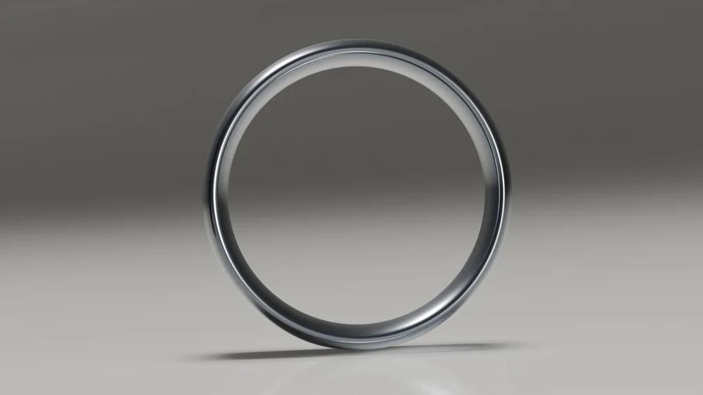 8mm tantalum brushed classic court wedding ring - profile view
