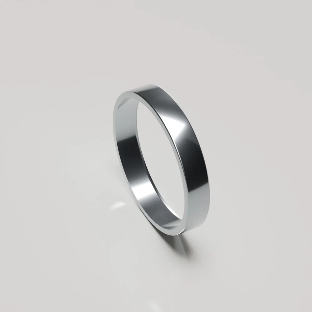 4mm titanium polished flat band wedding ring inside