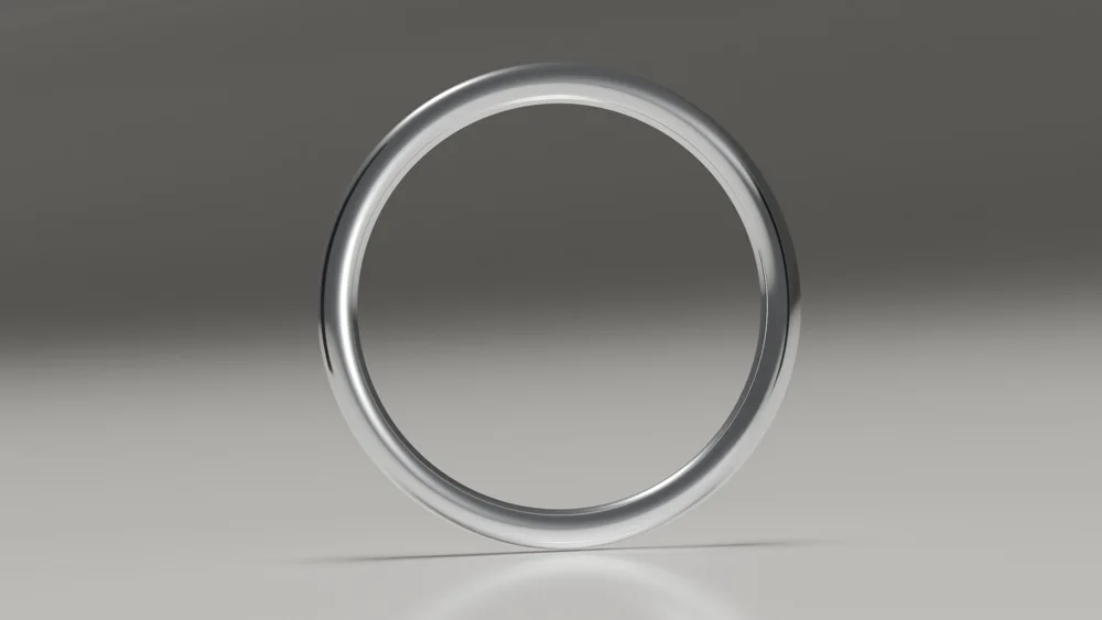 2mm platinum polished classic court wedding ring - profile view