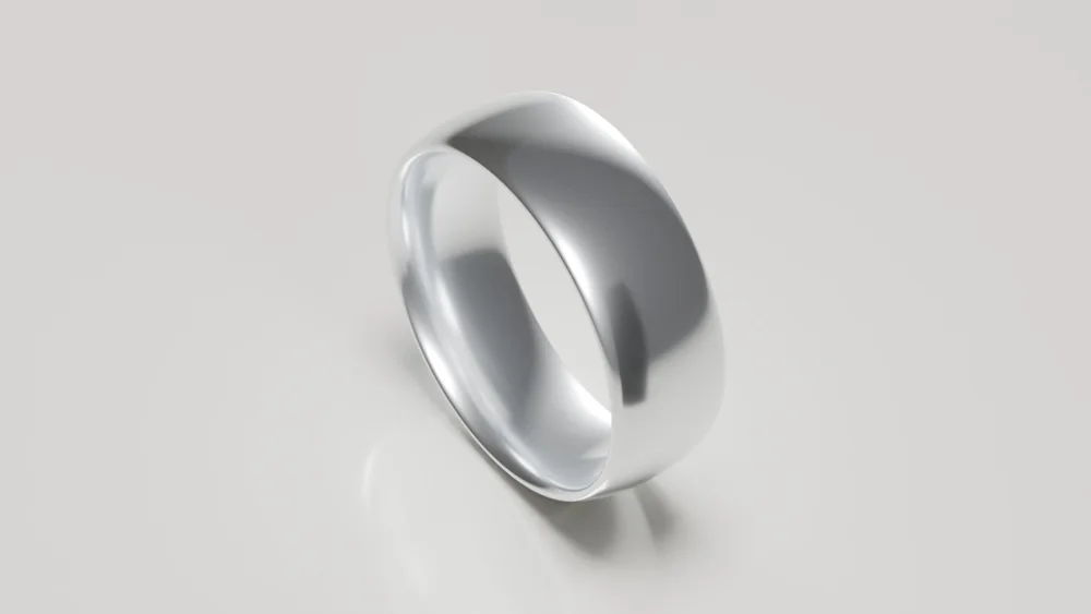 8mm 18ct white gold brushed classic court wedding ring - inside view