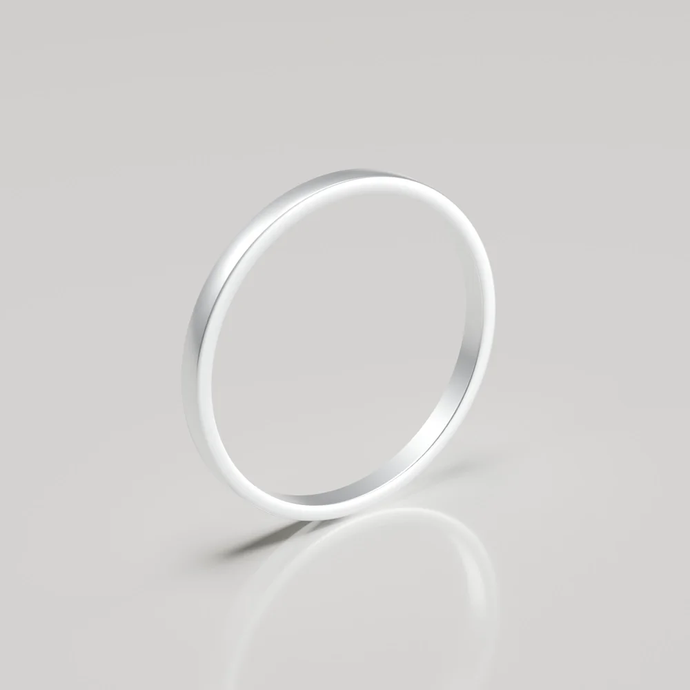 2mm 18ct White Gold Flat Band Wedding Ring - Brushed
