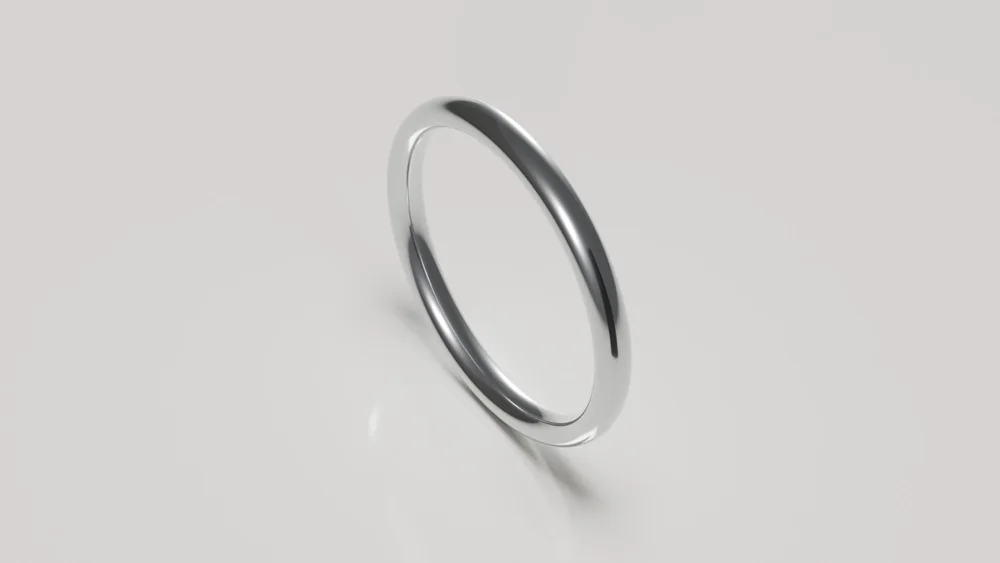 2.5mm platinum polished classic court wedding ring - inside view